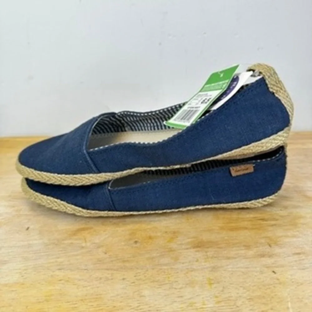 Sanuk Espie Slip On Espadrille‎ Women 6.5 Navy Yoga Mat Comfort Coastal Boho